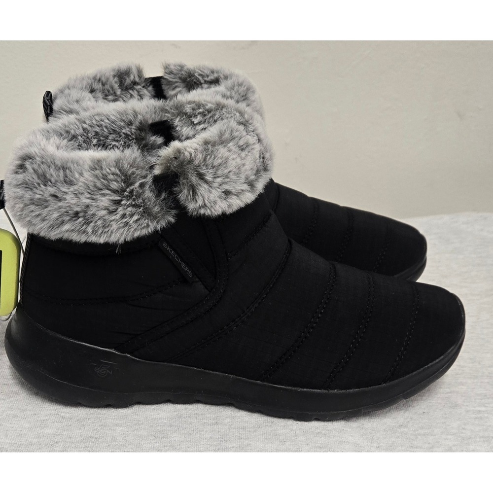 Skechers On-the-GO Joy Black Faux Fur Quilted Winter Boots 179130S Women 8